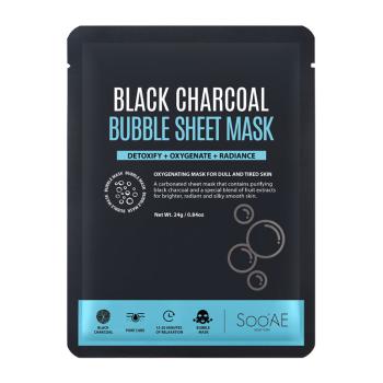 SOO`AE Macă cu cărbune activ Black Charcoal(Bubble Sheet Mask) 24 ml