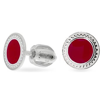 Praqia Jewellery Cercei minimaliști din argint cu centrul roșu NA5332