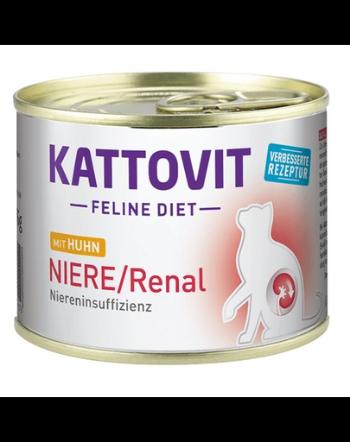 KATTOVIT Feline Diet Niere/Renal hrana umeda dietetica pentru pisici cu afectiuni ale rinichilor, cu pui 185 g