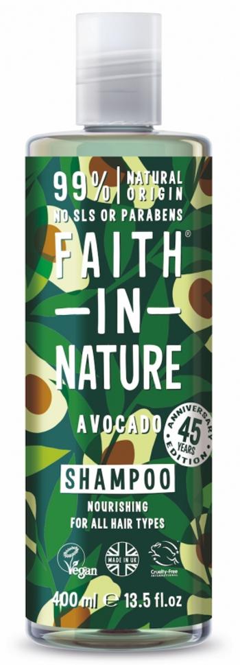 Faith in Nature Șampon natural hrănitor cu ulei de avocado pentru toate tipurile de păr ing Shampoo)}} 400 ml