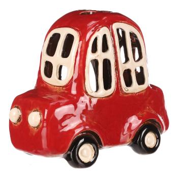 Suport lumânare Car roșu, ceramică, 16 x 9 x 14 cm