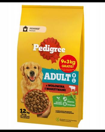 PEDIGREE Adult 9+3 kg hrana cu vita si legume pentru caini de talie mare si medie