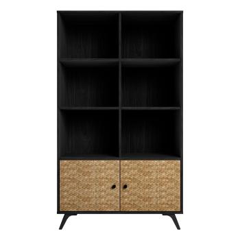 Bibliotecă neagră cu aspect de lemn exotic 92x160 cm Hanoi - Marckeric