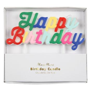 Lumânare pentru tort Multicolor Happy Birthday – Meri Meri