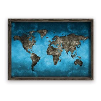 Tablou cu ramă din lemn Night World, 70 x 50 cm