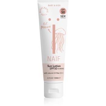 Naif Baby & Kids Sun Lotion SPF 50 cremă pentru plaja fara parfum pentru nou-nascuti si copii SPF 50 100 ml