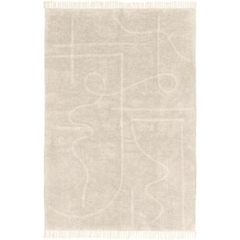 Covor țesut manual din bumbac Westwing Collection Lines, 160 x 230 cm, bej deschis