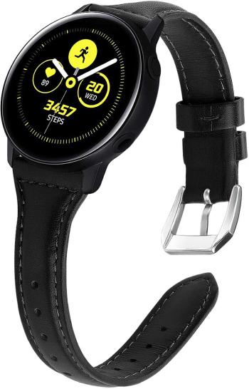 4wrist Subțire curea din piele pentru Samsung Galaxy Watch -Negru 20 mm