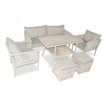 Set mobilier de grădină crem din ratan artificial pentru șase persoane Shangai 4 – Floriane Garden