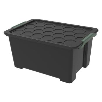 Cutie de depozitare  negru lucios din plastic cu capac Evo  Safe - Rotho