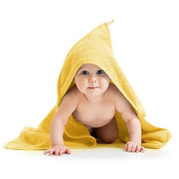 Prosop cu glugă pentru bebeluși, galben, 80 x 80 cm