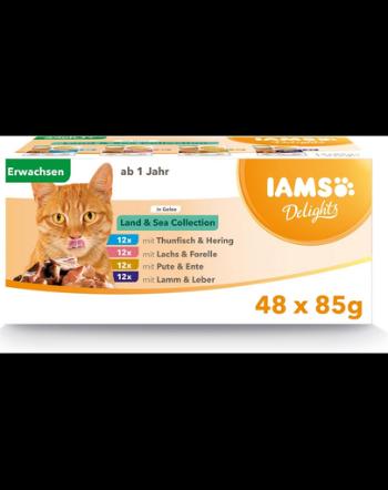 IAMS Cat Delights Adult All Breeds Land&amp;Sea In Jelly Pouch 48 X 85 g