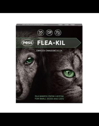 PESS Flea-Kil Zgarda antiparazitara caini si pisici talie mica 35 cm + Bio Sampon caini, pentru descurcarea blanii 200 ml