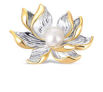 JwL Luxury Pearls Broșă frumoasă bicolor cu perlă 2in1 Floare de Lotus JL0698