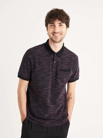 Celio Ateinject Polo Tricou Negru Violet