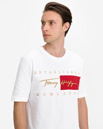 Tommy Hilfiger Signature Flag Tricou Alb