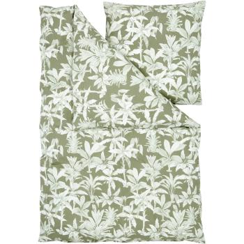 Lenjerie de pat din bumbac ranforce Westwing Collection, 155 x 220 cm, verde-gri,