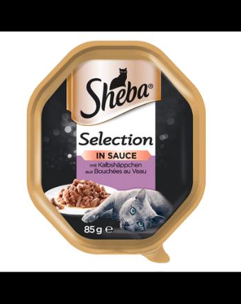 SHEBA Selection 85gx22 z Cielęciną - mokra karma dla kotów w sosie + 6x50g Fresh &amp; Fine GRATIS