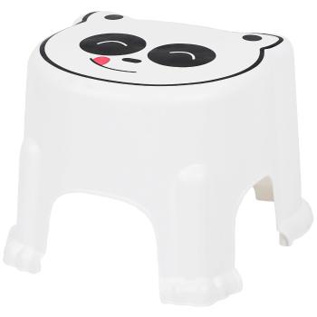 Scăunel pentru copii Hatu Panda din plastic, alb, 29,6 x 20,5 x 26 cm