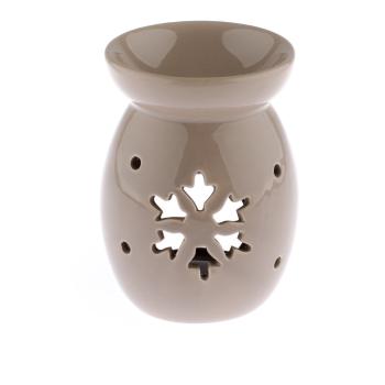 Lampă aromaterapie din ceramică cu model de fulg de nea Dakls, bej, înălțime 14 cm