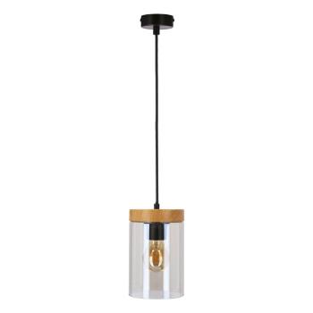 Lustră neagră-în culoare naturală cu abajur din sticlă ø 12 cm Wels – Candellux Lighting