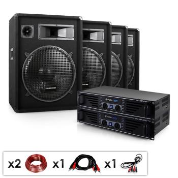 Electronic-Star Set complet DJ PA "Miami Quasar Pro" 2 x amplificator si 4 x boxe