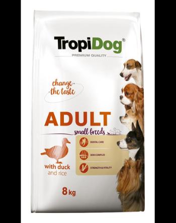 TROPIDOG Premium Adult S duck &amp; rice 8 kg hrana uscata pentru cainii de rase mici