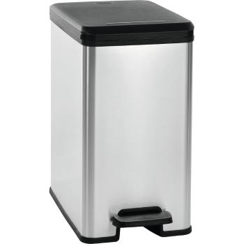 Coș de gunoi argintiu cu pedală Curver Slim Bin, 25 l