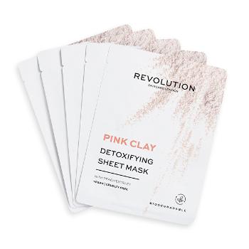 Revolution Skincare Set de măști de față cu lut roz Biodegradable (DetoxifyingPinkClay Sheet Mask)