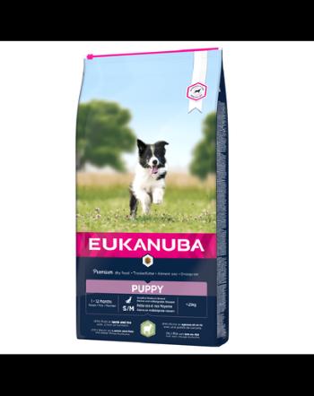 EUKANUBA Dog Puppy Small &amp; Medium Breed Lamb &amp; Rice hrana uscata caini juniori talie mica/medie, miel si orez 12 kg