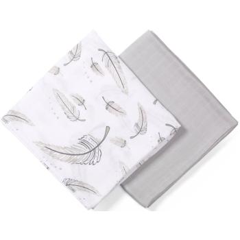 BabyOno Take Care Bamboo Muslin Swaddlers scutece textile 120 x 120 cm Feathers 2 buc