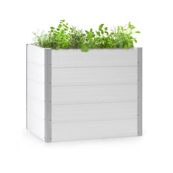 Blumfeldt Nova Grow, ghiveci de grădină, 100 x 91 x 100 cm, WPC, aspect de lemn, alb
