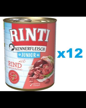 RINTI Kennerfleish Junior Beef 12x400 g conserve catei, cu vita