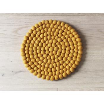 Pernă cu bile din lână, pentru copii Wooldot Ball Chair Pad, ⌀ 30 cm, galben muștar