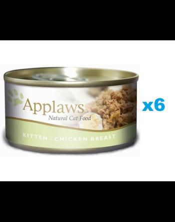 APPLAWS Kitten Chicken Breast 6x70 g hrana umeda pentru pisoi, pui in aspic