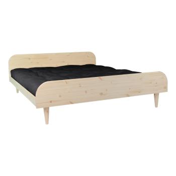 Pat dublu din lemn de pin cu saltea Karup Design Twist Comfort Mat Natural/Black, 140 x 200 cm