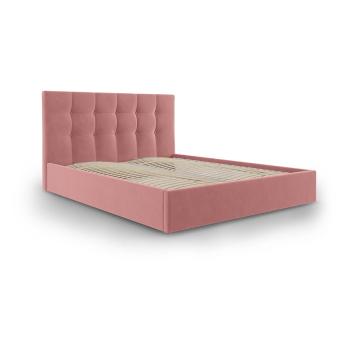 Pat dublu cu tapițerie din catifea Mazzini Beds Nerin, 180 x 200 cm, roz