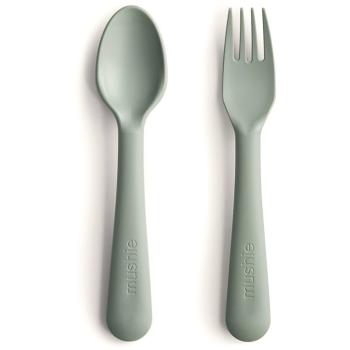 Mushie Fork and Spoon Set tacâmuri Sage 2 buc