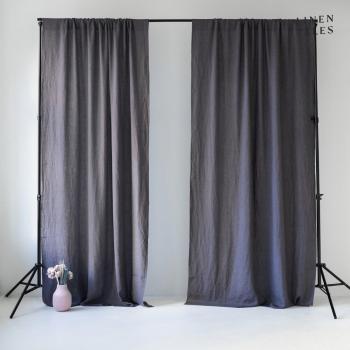 Draperie gri închis 140x330 cm Night Time – Linen Tales