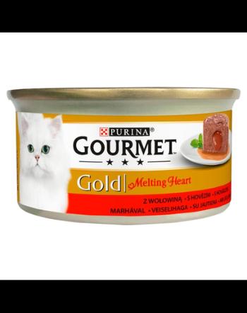 GOURMET Gold Melting Heart Hrana umeda cu vita pentru pisici adulte 85g