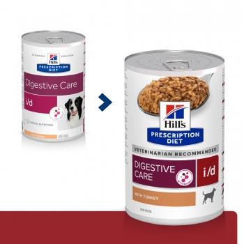 HILL'S Prescription Diet i/d Digestive Care, Curcan, dietă veterinară câini, conservă hrană umedă, sistem digestiv, (în sos), 360g