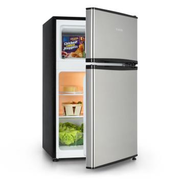 Klarstein Big Daddy Cool, frigider cu congelator, 65/25 de litri, oțel inoxidabil, A+, argintie