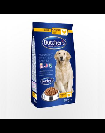 BUTCHER'S Dog Natural&amp;Healthy hrana uscata caini adulti, cu pui 3 kg (3 + 1 GRATIS)