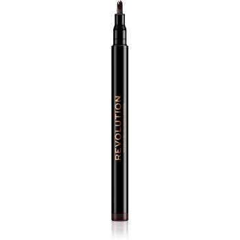 Makeup Revolution Micro Brow Pen creion sprâncene precise culoare Dark Brown 1 ml