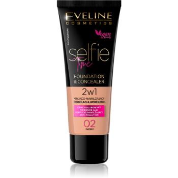 Eveline Cosmetics Selfie Time make-up si corector 2 in 1 culoare 02 Ivory 30 ml