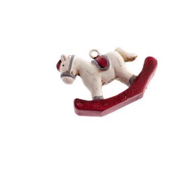 Set 3 decorațiuni de agățat de Crăciun Dakls Rocking Horse, alb