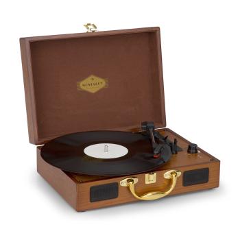 Auna Nostalgia Peggy Sue gramofon retro LP USB AUX MDF ,alb, valiza din lemnîn optica aurita