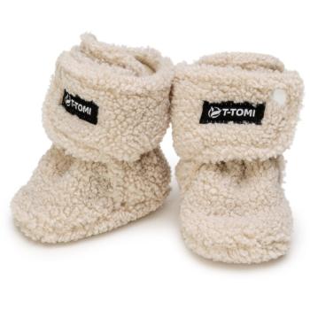 T-TOMI TEDDY Booties Cream botoșei pentru copii 3-6 months 1 buc