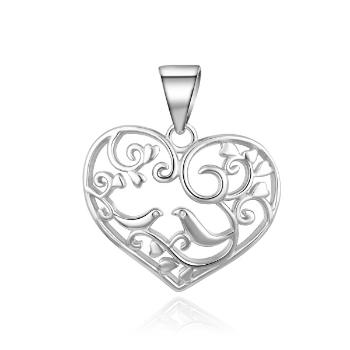 Beneto Pandantiv Romantic argintiu în formă de inimă AGH673