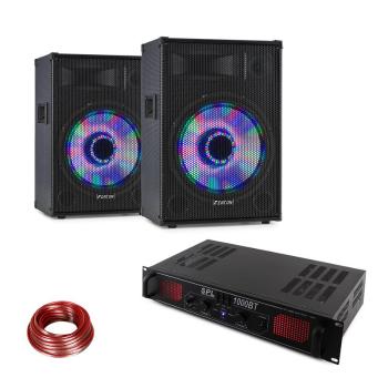 LED10BT, DJ PA set, 2 boxe PA Fenton, amplificator HiFi Skytec, cablu de difuzor